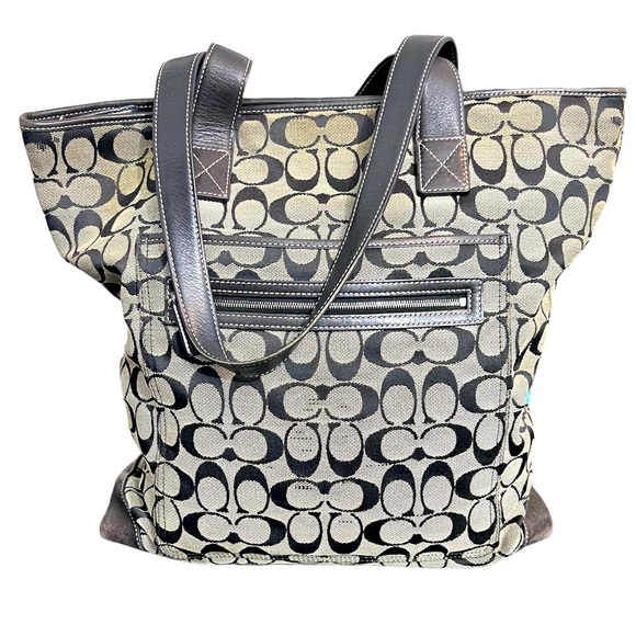 GUC Coach Large Signature Canvas Shoulder Tote - Picture 1 of 6